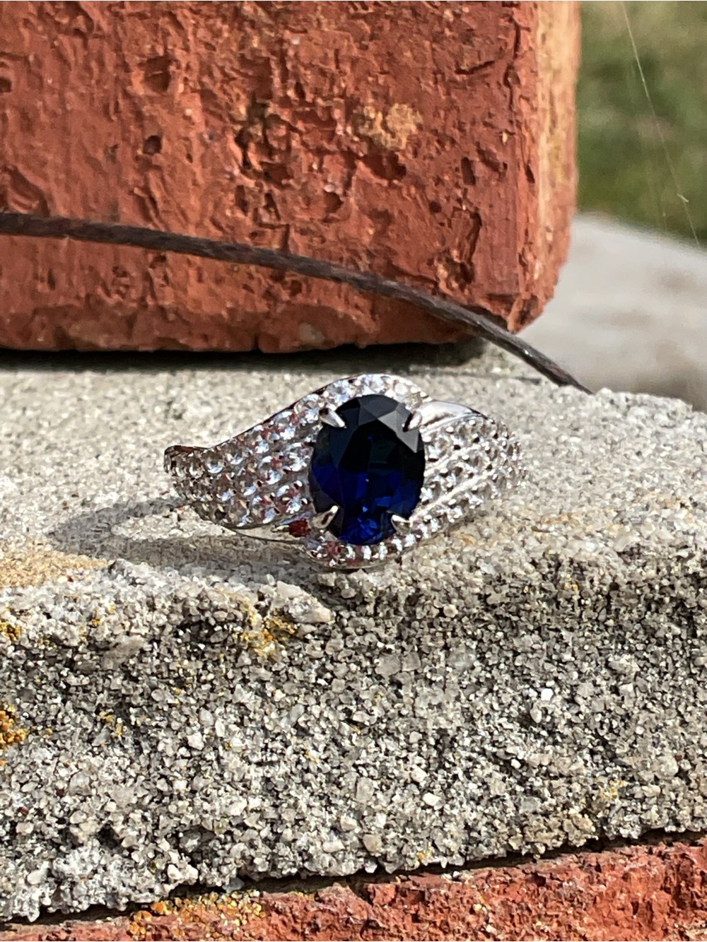 Blue Spinel .925 Silver Ring 7
